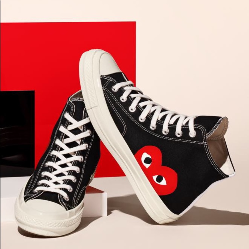 Comme Des Garcons PLAY Converse Large Emblem High Top Sneakers Black